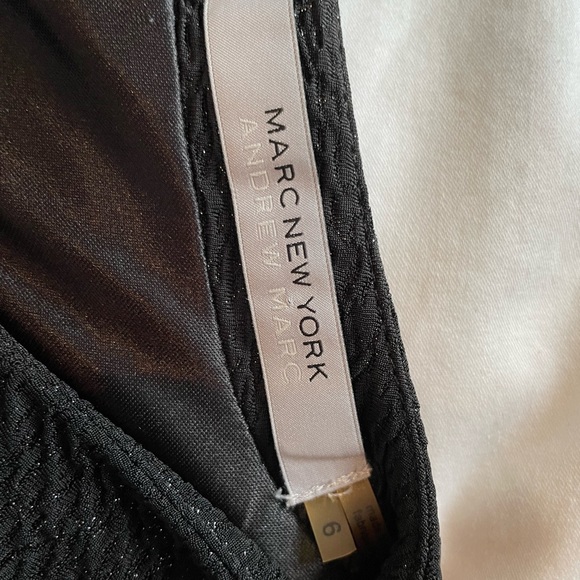 Andrew Marc Black Metalic Stretch Sheath Dress Sz 6 - Picture 3 of 7